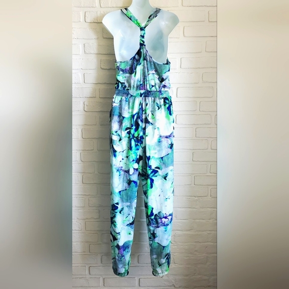 Charlie Jade Jumpsuit Jumper  Floral Tropical Racerback Green Blue Purple Small - Picture 8 of 12